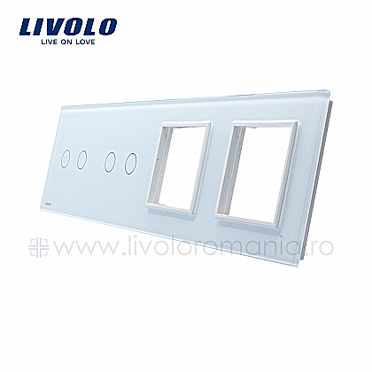 Panou intrerupator dublu + dublu + Priza dubla gri [1]