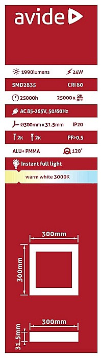 Plafoniera LED ALU 24W 300x300 3000K [2]