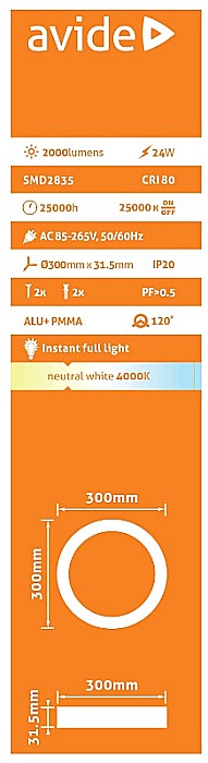 Plafoniera LED ALU 24W Ø300 4000K [2]