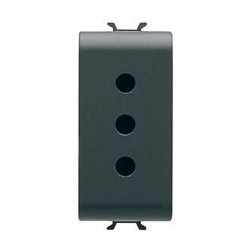 Priza 1M 2P+E 10A P11 IT ST 1 modul CH/Negru Satin [1]