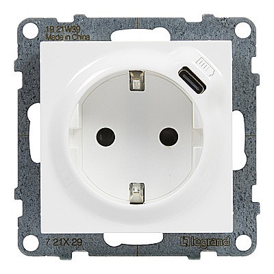 Priza 2P+T cu Incarc USB C, alb Legrand New Suno [2]