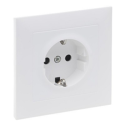 Priza 2P+T, monobloc, prot copii, alb Legrand New Suno [1]
