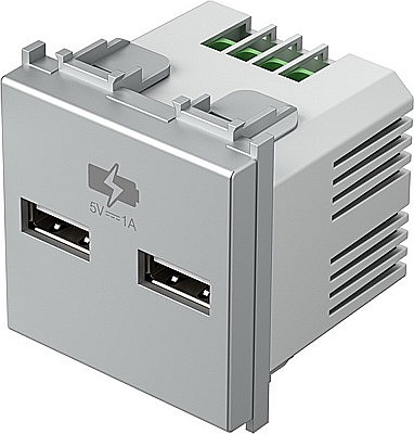 Priza cu 2xUSB 5V 1A 2M argintiu [2]