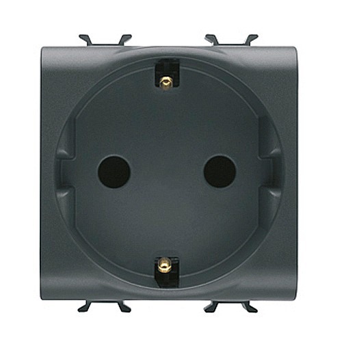 Priza cu Protectie Copii DE 250V 16A 2P+T 2 module CH/Negru Satin [1]