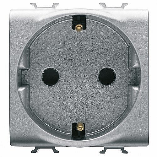 Priza cu Protectie Copii DE 250V 16A 2P+T (legaturi frontale) 2 module CH/Gri Titan [1]