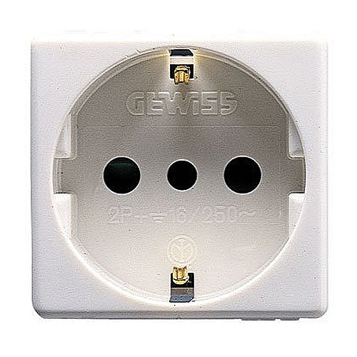 Priza cu Protectie Copii IT/DE 250V 2P+E 16A 2 module SY/WH [1]