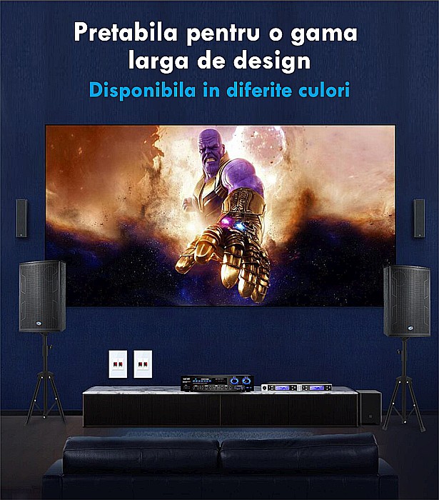Priza dubla cabluri audio, 2x1M, cu rama sticla alb [7]