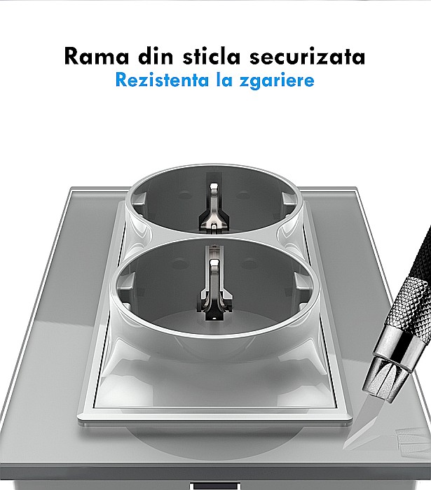 Priza dubla pentru o doza, cu rama sticla auriu [7]