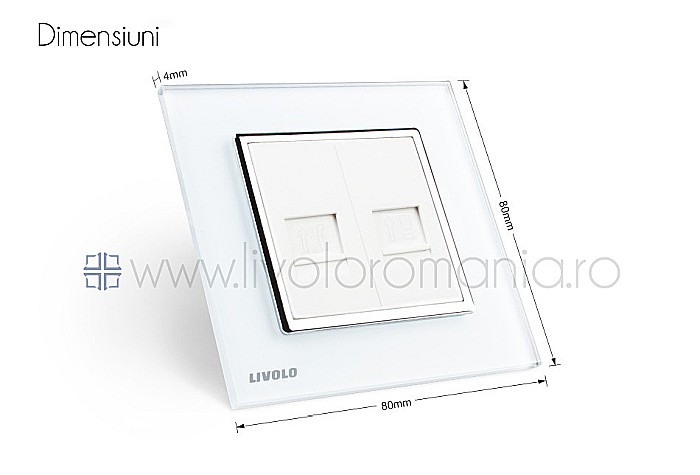 Priză dublă telefon + rețea calculator, RJ11+RJ45 negru [7]