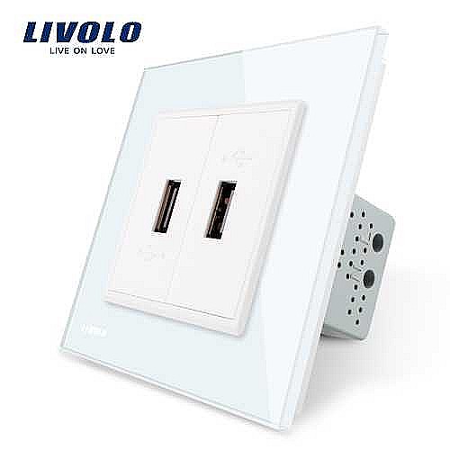 Priză dublă USB alb [1]