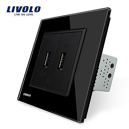Priză dublă USB negru [1]
