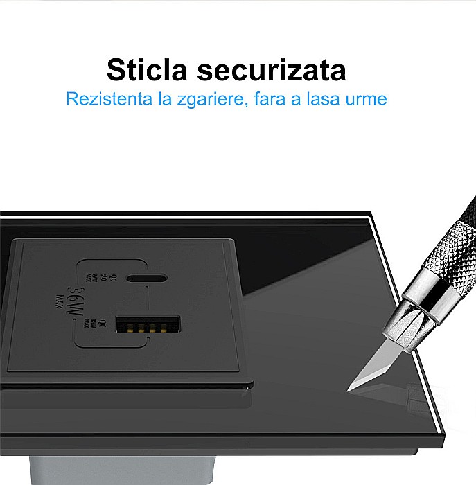 Modul priza dubla USB + USB tip C negru [9]