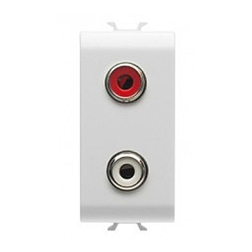 Priza RCA dublu 1modul CH/Alb [1]