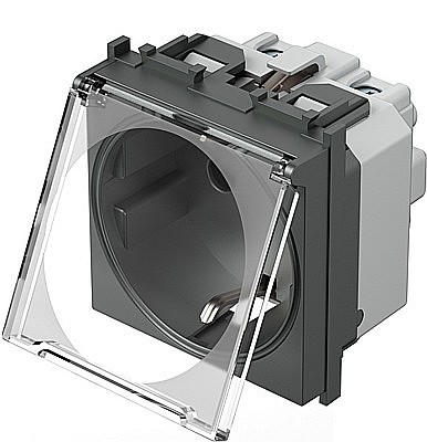 PRIZA SCHUKO+CAPAC 2P TEM NEGRU [2]