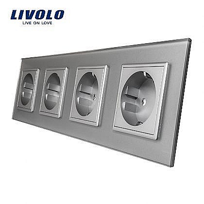 Priză Schuko Cvadruplă gri [1]
