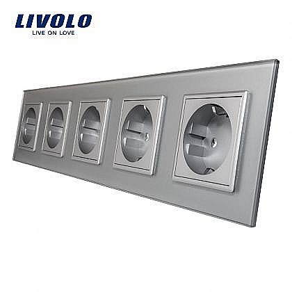 Priză Schuko Cvintuplă gri [1]
