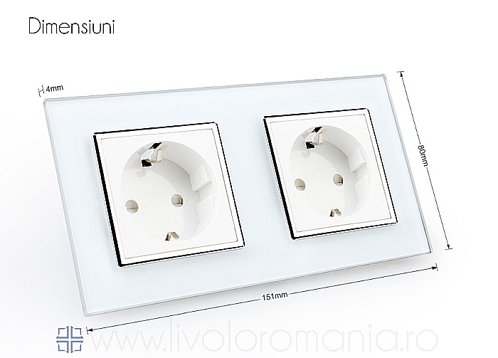 Priza Schuko Dubla, cu rama sticla auriu [7]
