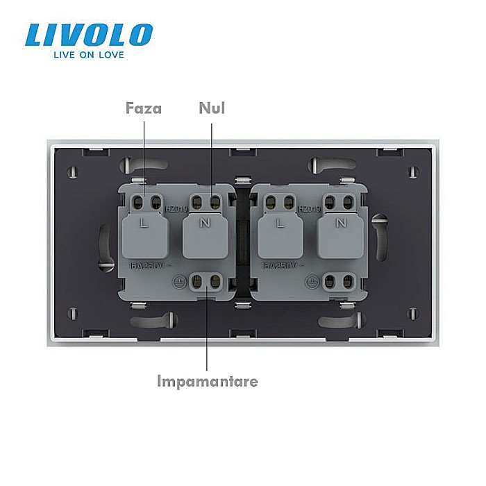 Priza Schuko dubla, standard italian/modular 4M alb [6]
