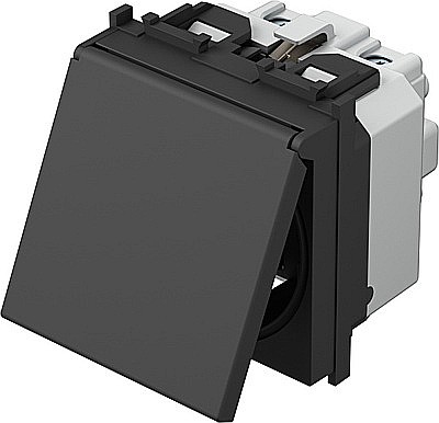 Priza schuko+KS+capac 2P+T 16A TEM negru [1]