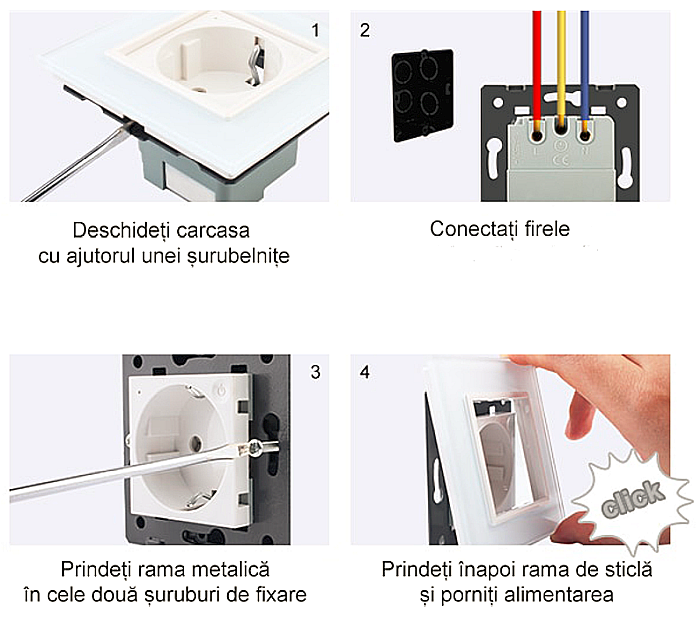Modul priza Schuko simpla, borne fara surub - quickscrew negru [13]