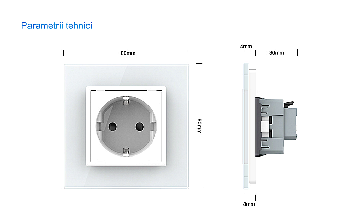Modul priza Schuko simpla, borne fara surub - quickscrew negru [10]