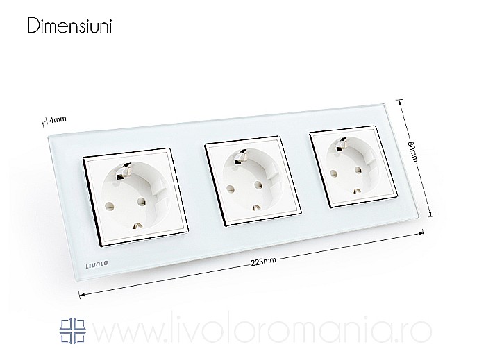 Priza Schuko Tripla, cu rama sticla auriu [7]