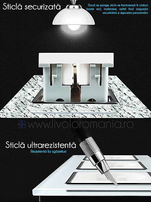 Priza Schuko Tripla, cu rama sticla auriu [4]