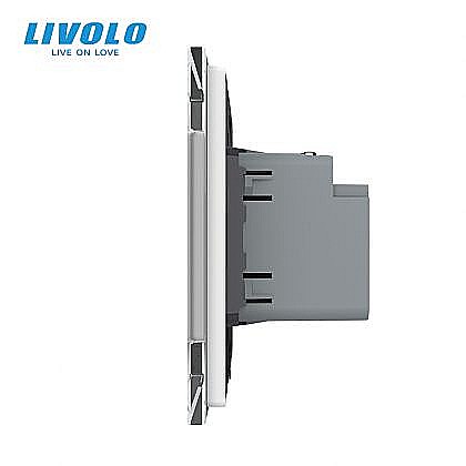 Priza simpla USB tip C, cu rama sticla gri [2]