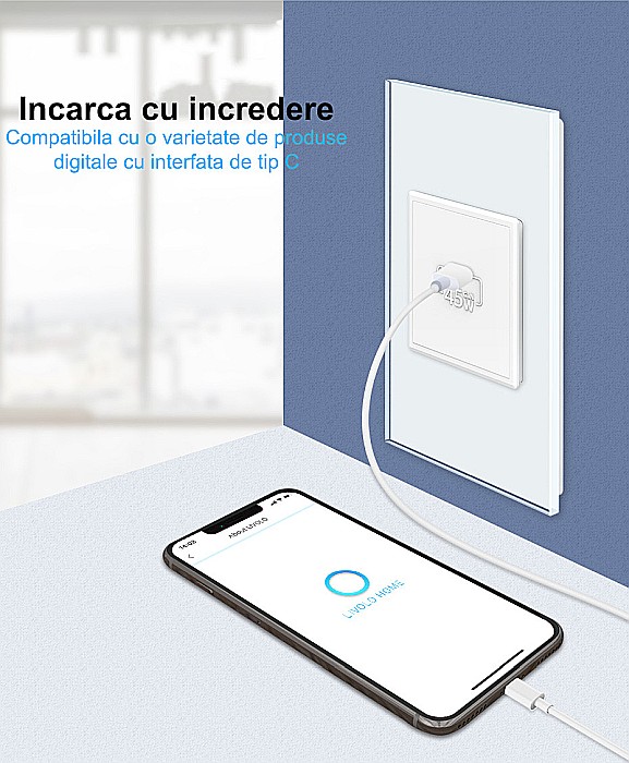 Modul priza simpla USB tip C auriu [9]