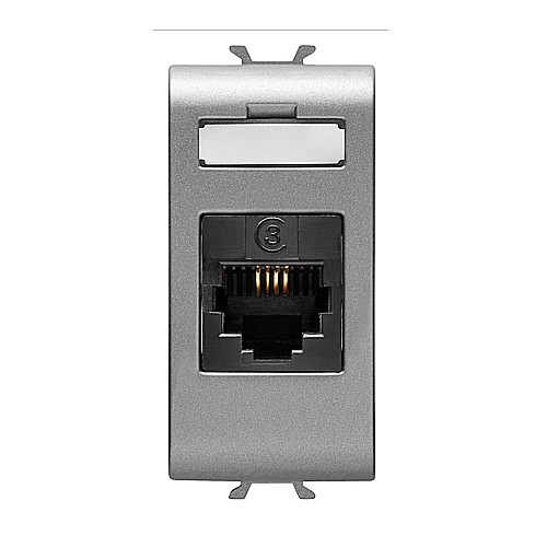 Priza telefon RJ11 IN/OUT 1 modul CH/Gri Titan [1]