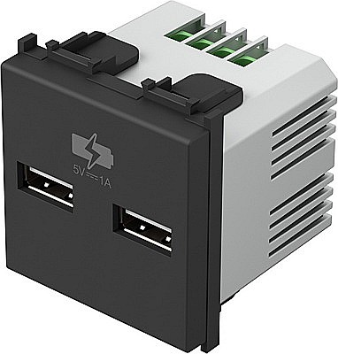 Priza TEM cu 2xUSB 5V 1A 2M NEGRU [2]