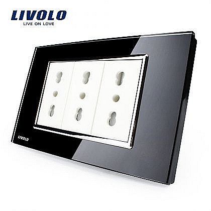 Priza tripla standard italian / modular negru [1]