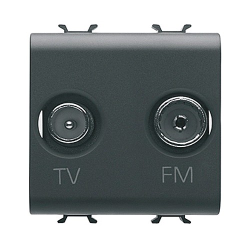 Priza TV+FM 2 module CH/Negru Satin [1]