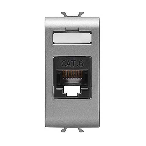 Priza UTP RJ45 cat 6 1 modul CH/Gri Titan [1]