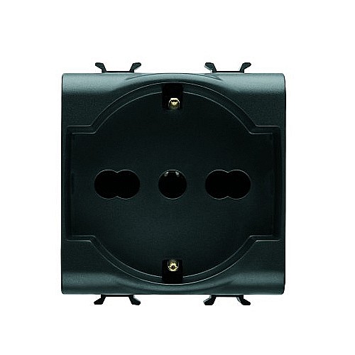PRZ GW12204 Priza cu Protectie Copii IT/DE 250V 16A 2P+E bivalenta 2 module CH/Negru Satin [1]
