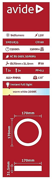Spot LED ALU 12W Ø170 lumina calda [2]