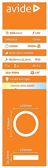 Spot LED ALU 12W Ø170 lumina neutra [2]