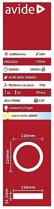 Spot LED ALU 18W Ø220 lumina calda [2]
