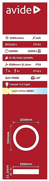 Spot LED ALU 24W Ø300 lumina calda [2]