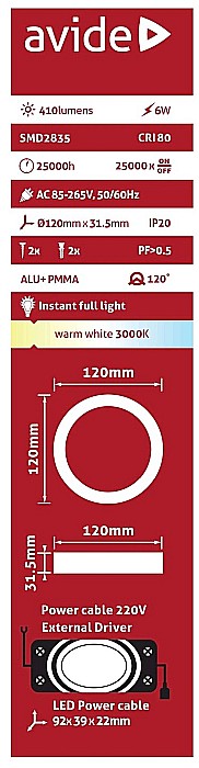 Spot LED ALU 6W Ø120 lumina calda [2]