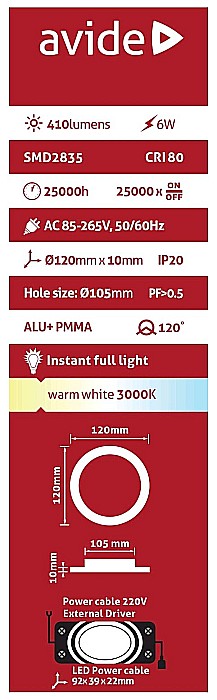 Spot LED ALU 6W Ø120 lumina calda [3]