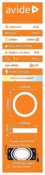 Spot LED ALU 6W Ø120 lumina neutra [2]