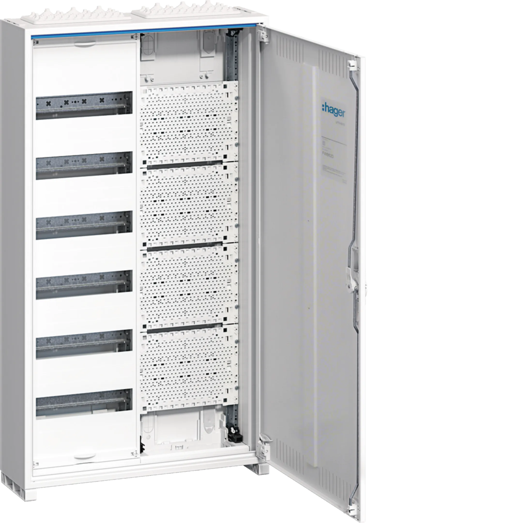 Tablou electric metalic, 72 module, 6X12, aplicat, Hager, Univers, IP31, cu sectie multimedia, FWB62K1 [1]
