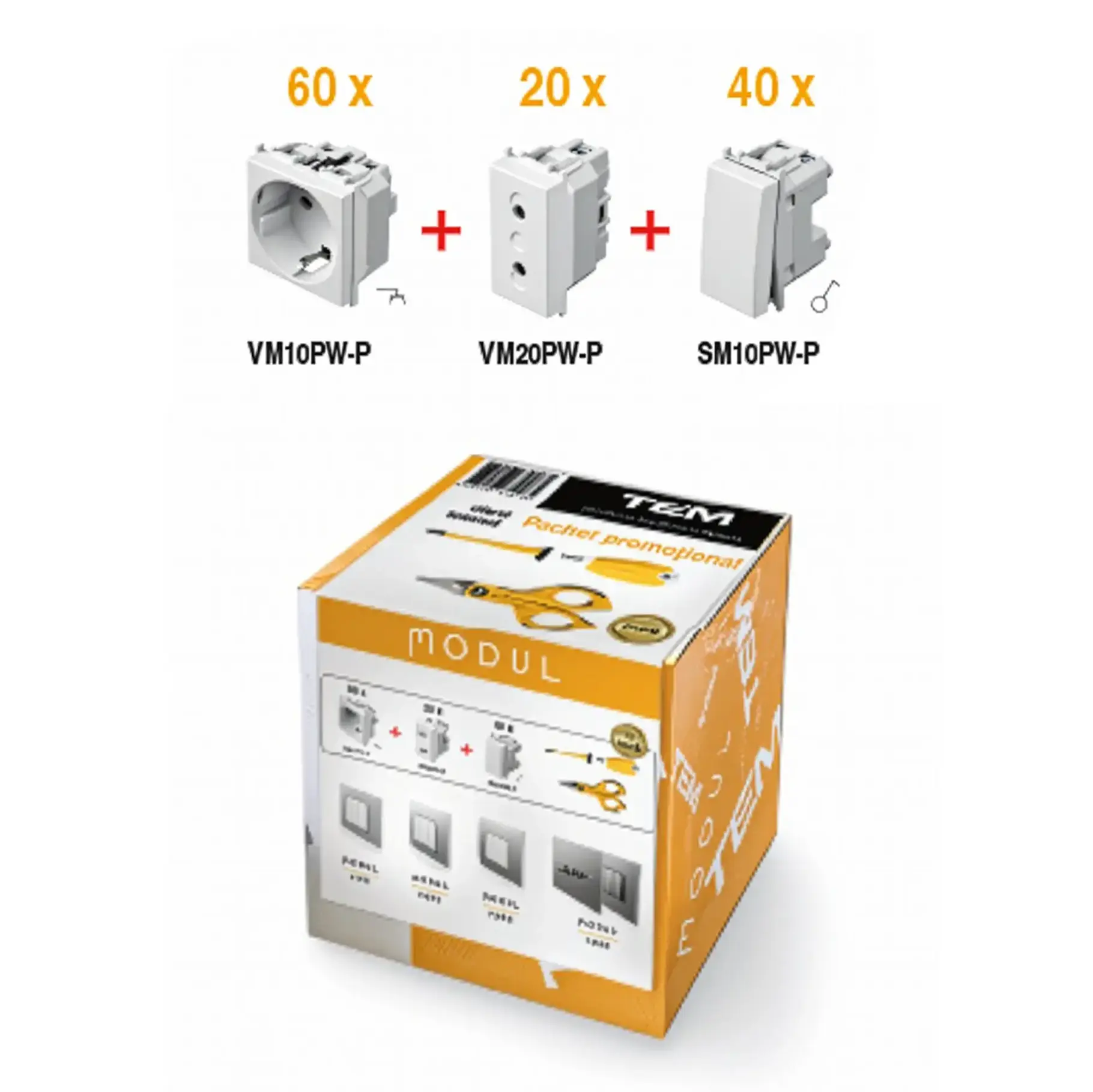 Pachet Promo TEM Modul Prize Schuko și Întrerupătoare cu Șurubelniță și Foarfecă Cadou [4]