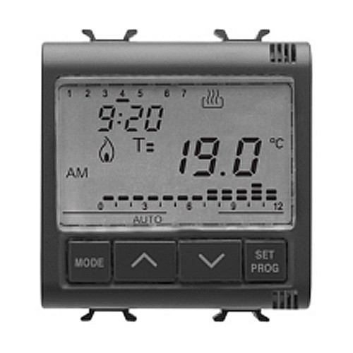 Termostat 5-40G 230V 2 module CH/Negru Satin [1]