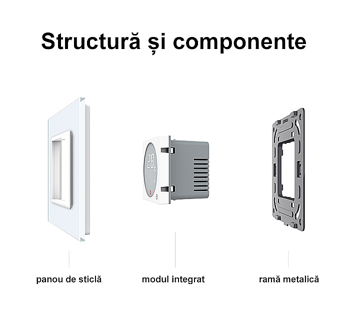 Termostat cu fir pentru incalzire in pardoseala, afisaj electronic, cu touch-screen gri [15]