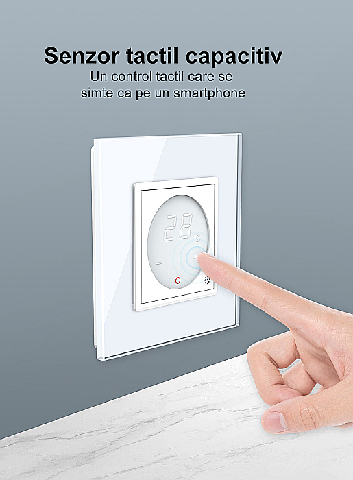 Termostat cu fir pentru incalzire in pardoseala, afisaj electronic, cu touch-screen gri [2]