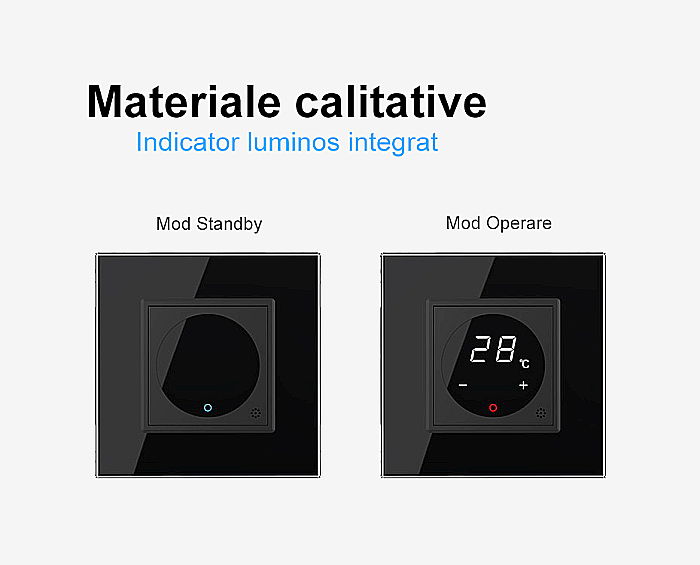 Termostat cu fir pentru incalzire in pardoseala, afisaj electronic, cu touch-screen gri [7]