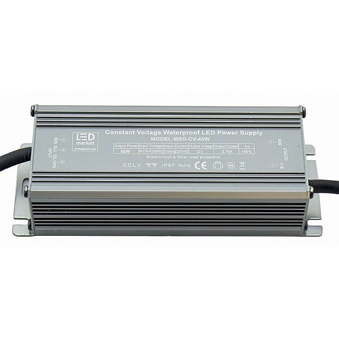 Transformator banda LED 45W, IP67, 230V - 12VDC, LED Market, MSD-CV-45W [2]