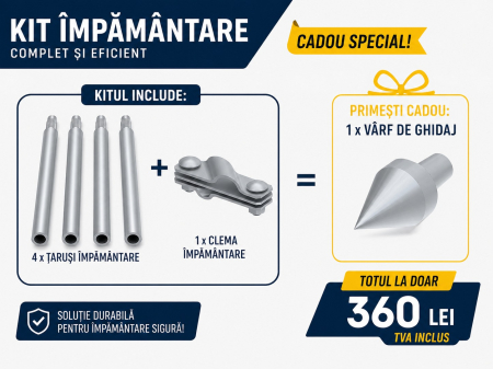 Accesorii priza de pamant - Kit Împământare Fără Săpături 6m cu Electrozi de Adâncime